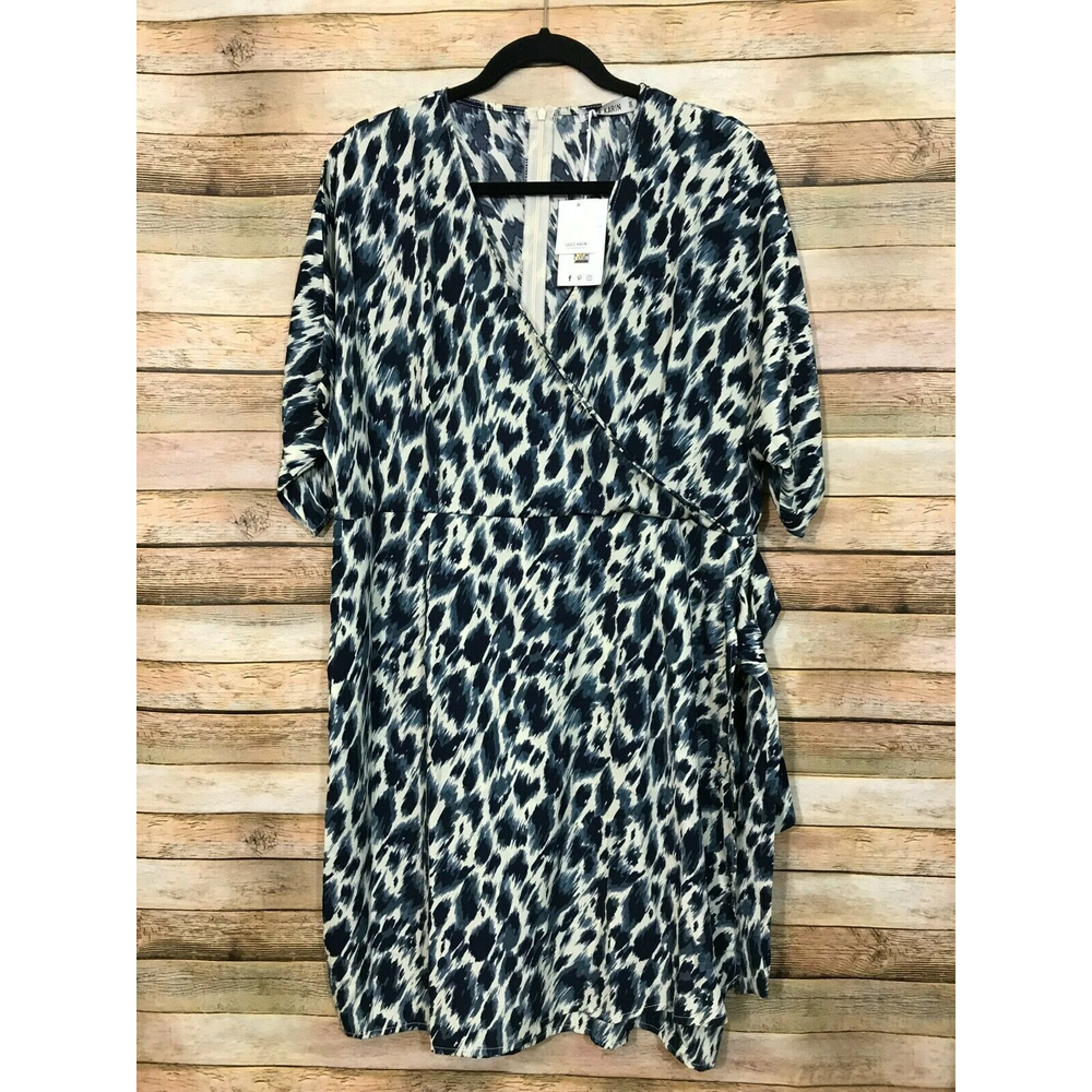 Grace Karin NWT Womens Size 2XL Animal Print Wrap Midi Dress Back Zip